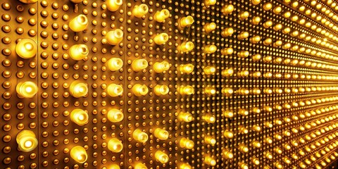 Abstract glowing disco wall background with light bulbs