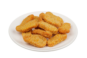 Nuggets on a white plate isolated transparent