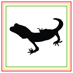 black gecko silhouette on a white background.