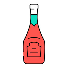 champagne glass bottle line icon vector. champagne glass bottle sign. isolated symbol illustration