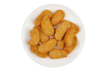 Nuggets on a white plate isolated transparent