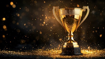 Golden trophy symbolizing success and achievement, perfect for a champion victory celebration or sport competition theme