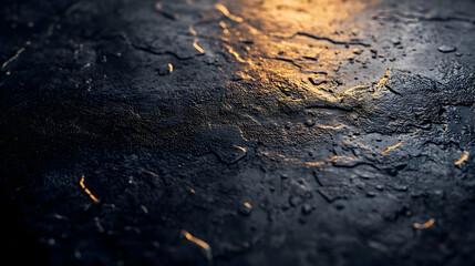 Abstract Background - Dark Grey Stone Surface with Golden Light