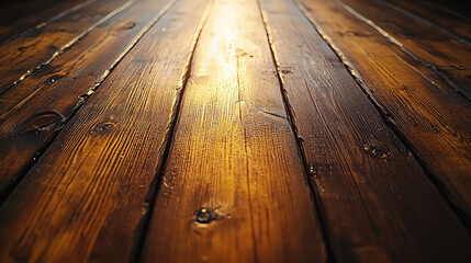 warm wooden floorboards in golden light - texture background