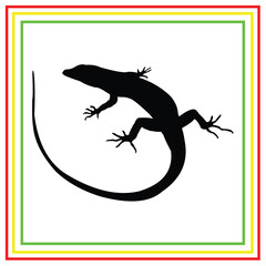 silhouette of a black lizard on a white backgroundrtwork