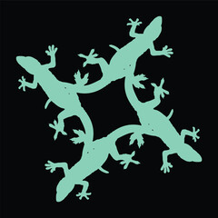 ceramic design with a blue gecko motif