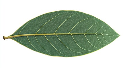 Obraz premium Detailed illustration of a green leaf showing veins on white background