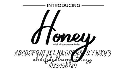 Honey Font Stylish brush painted an uppercase vector letters, alphabet, typeface