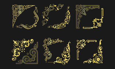 Elegant vintage corner frame collection for classic decorative border designs

