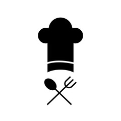 Chef hat with spoon and fork icon
