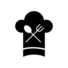Chef hat with spoon and fork icon