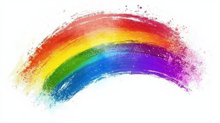 Colorful paint splash forming a vibrant rainbow across a white background