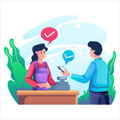 Cardless Payment Illustration using modern style vector view