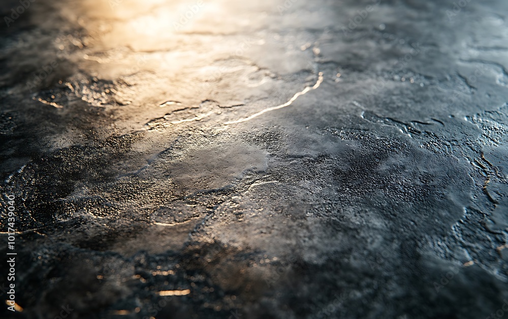 Leinwandbilder Shimmering surface with a textured pattern, illuminated by soft light creating a dynamic interplay of reflections and shadows.