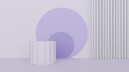 a white vase sitting next to a purple object