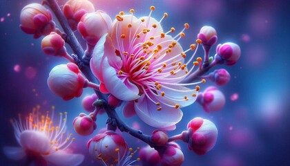 Obraz premium A blooming flower with clearly visible pollen details.