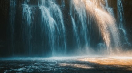 Waterfall Flowing into Calm Pool