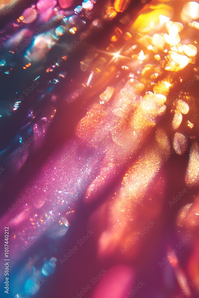 Aufkleber A vibrant, abstract image showcasing colorful light patterns and bokeh effects against a soft backdrop.