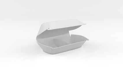 Blank long puffy open box, packaging mockup, isolated on white background. 3d illustration.