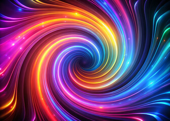 vibrant swirl of neon hues creates dynamic abstract pattern, evoking sense of energy and movement. interplay of colors captivates viewers imagination
