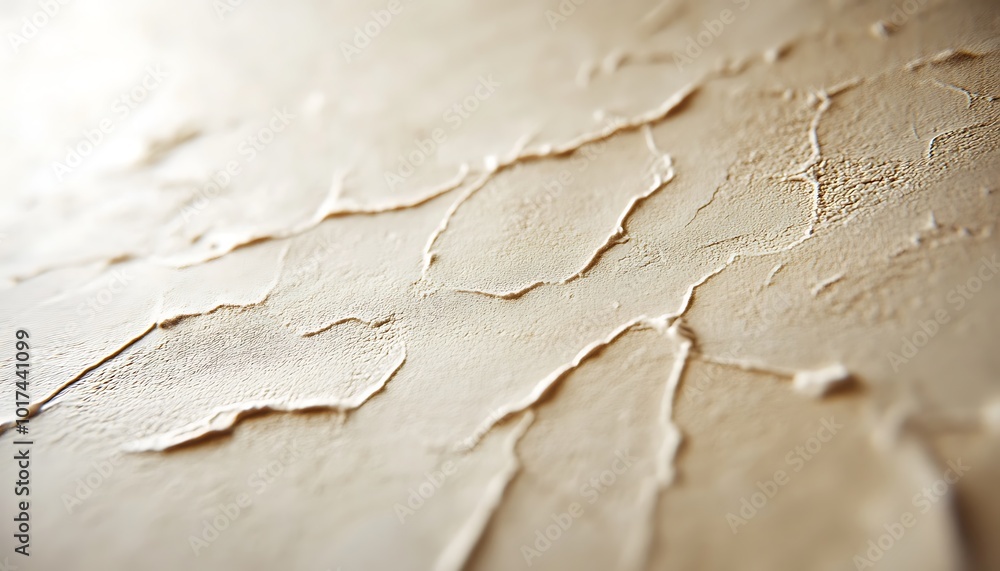 Fototapete a close-up view of a textured surface with cracks and ripples, showcasing a muted color palette and 
