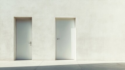 Two White Doors on a White Wall