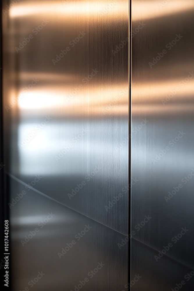 Fototapete a close-up view of a sleek metal surface, showcasing reflections and textures that create an elegant
