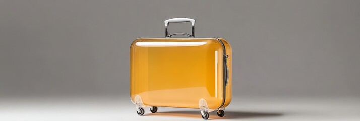 A modern and stylish transparent yellow polycarbonate luggage suitcase. The suitcase is perfect for travelers who want to keep their belongings safe and secure while still being able to see what's ins