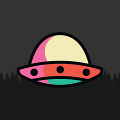 Unique UFO Illustration: Alien Spaceships in Vibrant Vector Art