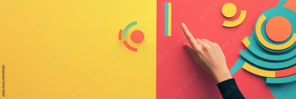 Poster a simple graphic depicting a customer retention strategy with abstract shapes representing key conce