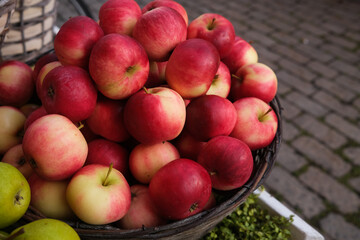 Red apples in a basket