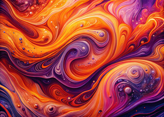 Vibrant swirls of orange, pink, and purple create mesmerizing abstract pattern, evoking sense of energy and movement. dynamic colors blend seamlessly, captivating viewers imagination