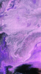 Ink water blend. Acrylic paint flow. Blur neon purple pink color glowing wet marble texture fluid mix wave abstract art background.
