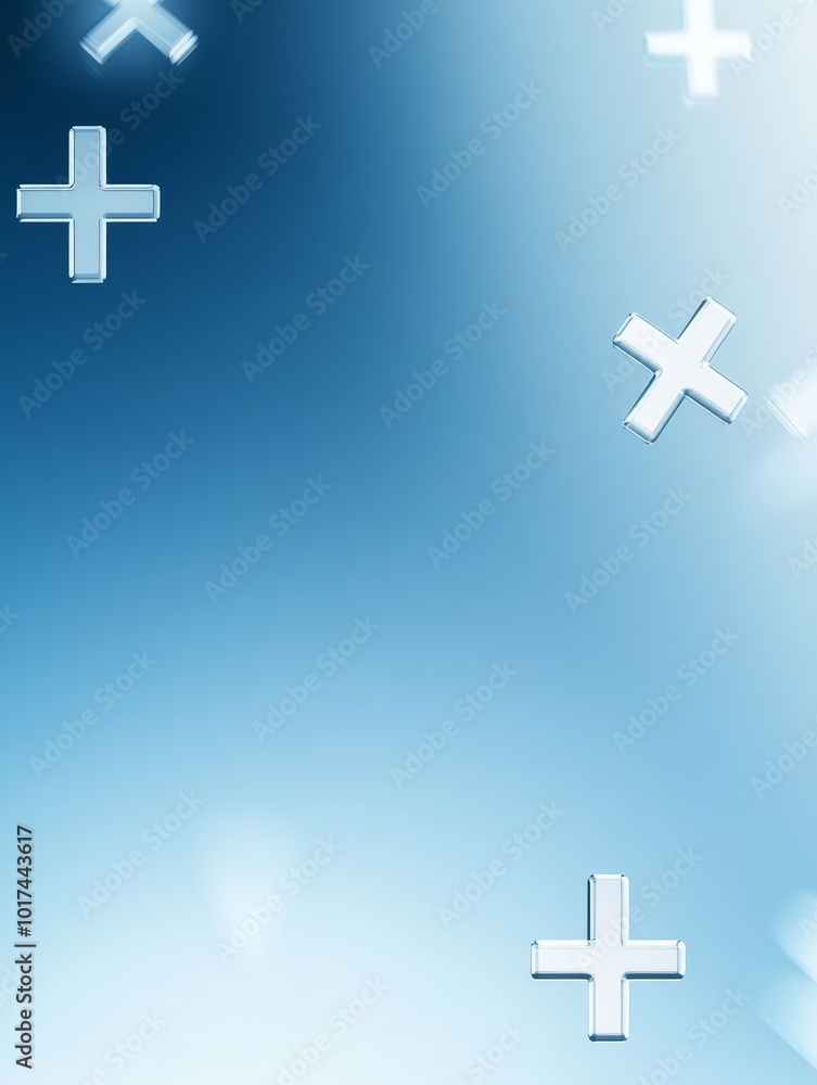 Poster a soft blue gradient background with subtle white crosses scattered across the surface, creating a s