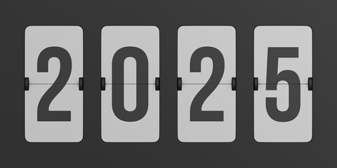Flip black scoreboard 2025. 3D illustration