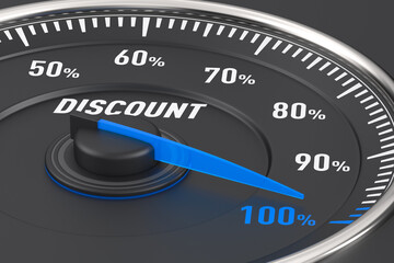 Discount car speedometer.  3D illustration