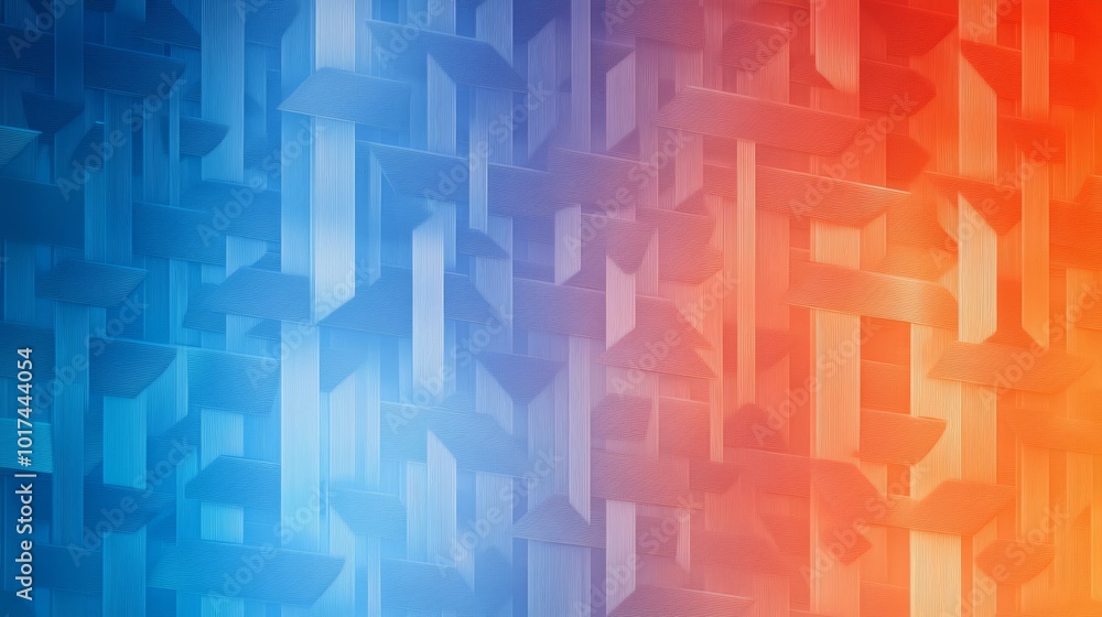 Poster a vibrant gradient background featuring an intricate pattern of overlapping 3d shapes, creating a se