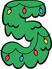 5 Five Christmas Tree Hanging Light Decor Number