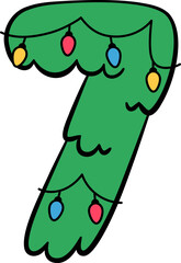 7 Seven Christmas Tree Hanging Light Decor Number