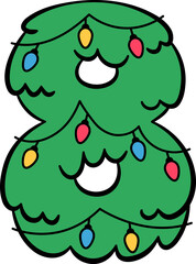 8 Eight Christmas Tree Hanging Light Decor Number