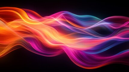 Fototapeta premium Abstract colorful swirling ribbons of light, symbolizing energy, movement, fluidity, creativity, and digital art.