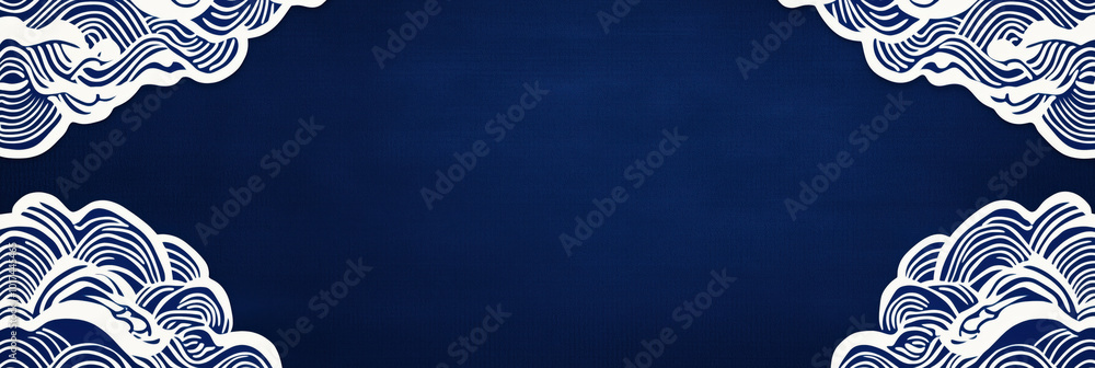 Aufkleber elegant blue background with white wave patterns creating serene atmosphere