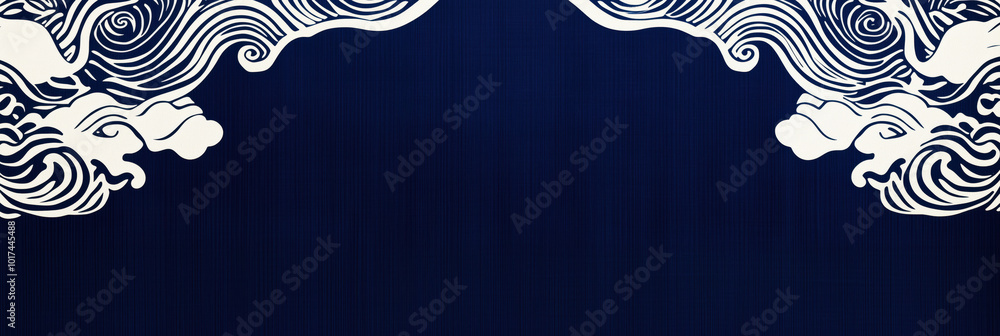 Poster elegant chinese pattern with flowing waves on dark background