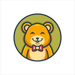 Cute Bear Illustration With Bow Tie Cartoon Coin Illustration using modern style vector view