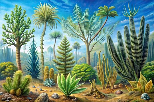 Ancient Cordaites plants from Carboniferous to Permian period, precursor to conifers evolution