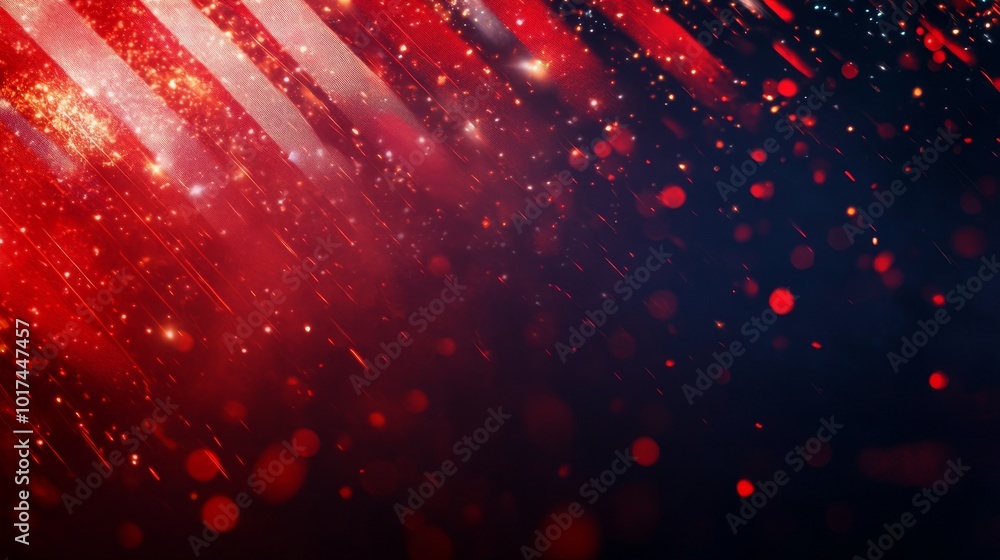 Poster a captivating abstract image with a red, white and blue color scheme depicting a patriotic firework 