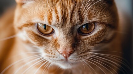 Orange Tabby Cat Portrait with Glaring Expression