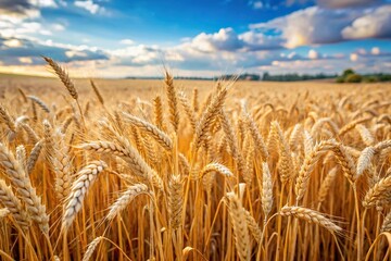 Agricultural field with natural, organic wheat in asymmetrical pattern