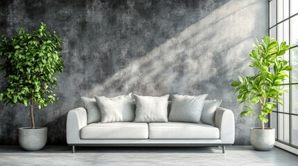 Industrial Loft Room with Blank Concrete Wall and Modern Design