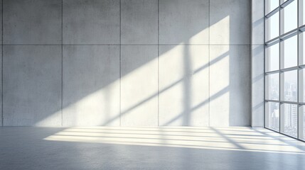 Obraz premium Industrial Loft Room with Blank Concrete Wall and Modern Design